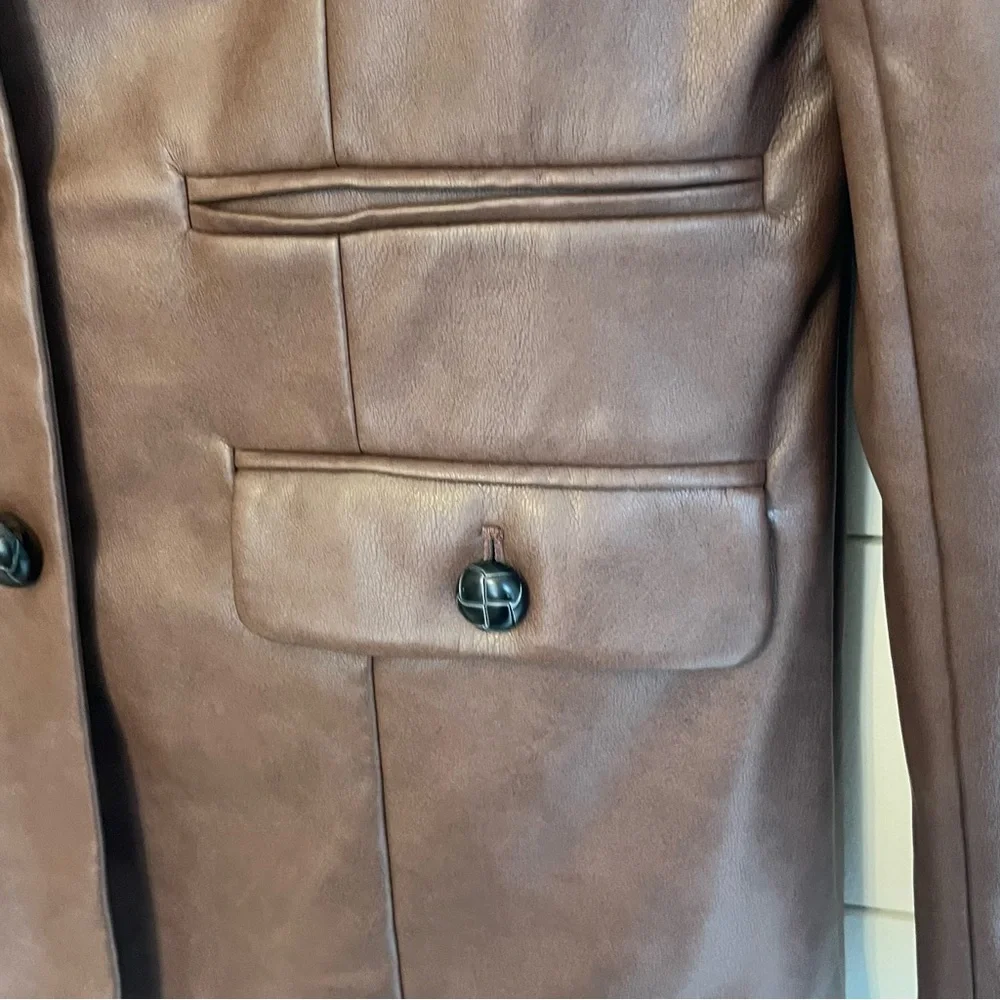 7 for all Mankind Brown Faux Leather Blazer Sz M